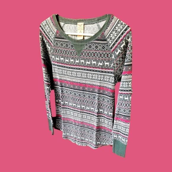 NWOT Faded Glory Women's warm thermal long sleeve winter Print top. - Picture 3 of 13